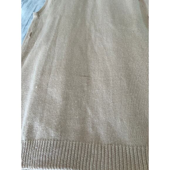 H&M Beige Knit Sweater Vest Faux Fur Trim Open Front Size XS Missing Belt - Picture 10 of 10